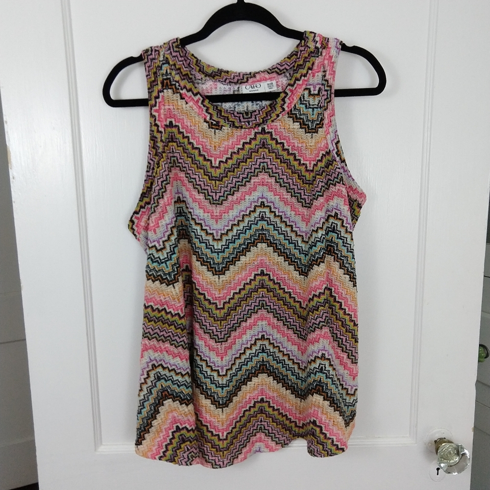 Sheer Geometric Design Tank Top